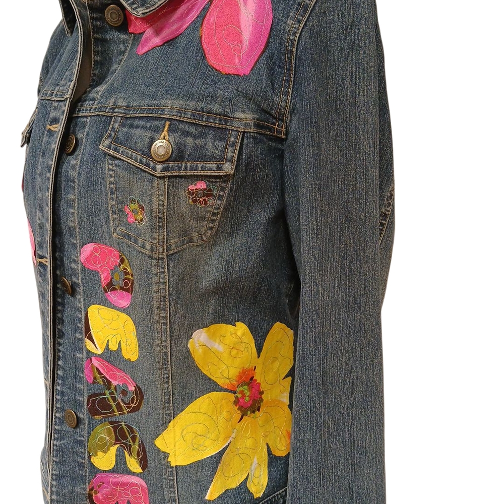 Upcycled Denim Jacket Boho Style Reworked - Picture 4 of 12